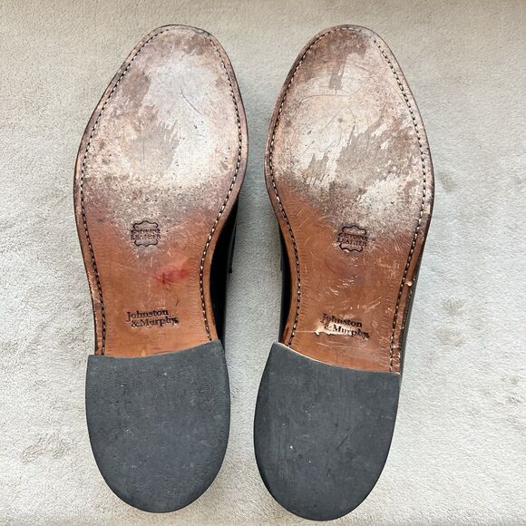 Johnston Murphy Black Leather Slip On Penny Loafer Men 11 Casual Classic Preppy - Picture 14 of 16